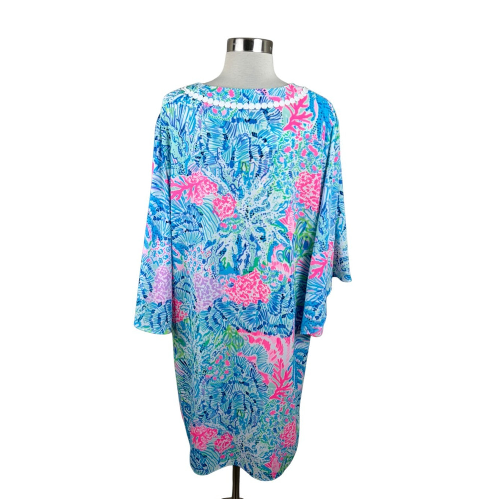Lilly Pulitzer NEW XL Floral Delancey Shift Dress Beachy Coastal Sink or Swim - Picture 3 of 4